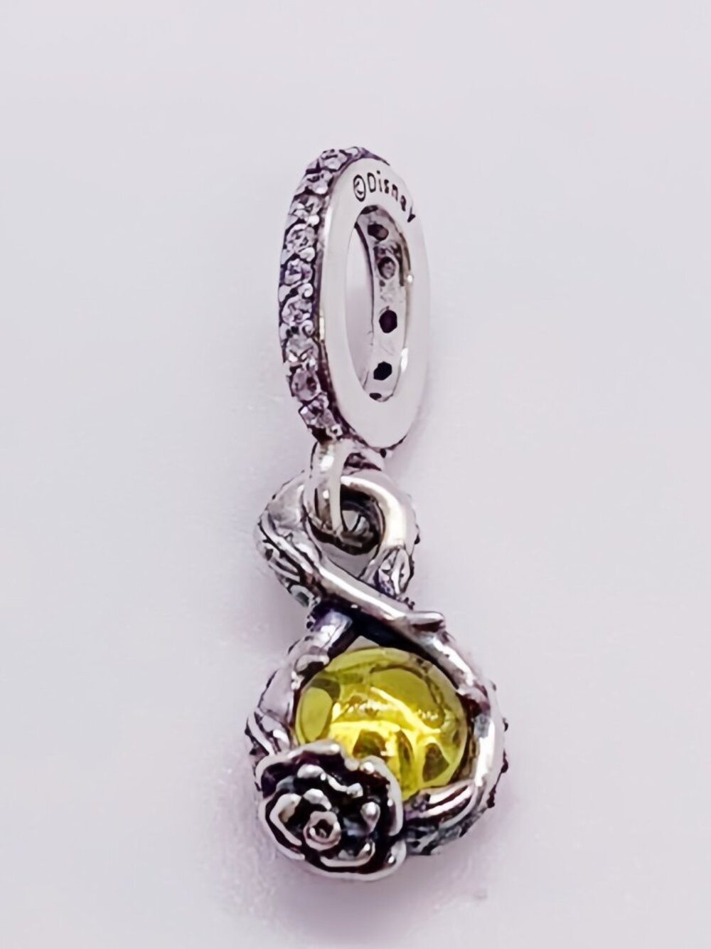 Pandora Disney Belle Infinity & Rose Flower Pendant Dangle Charm